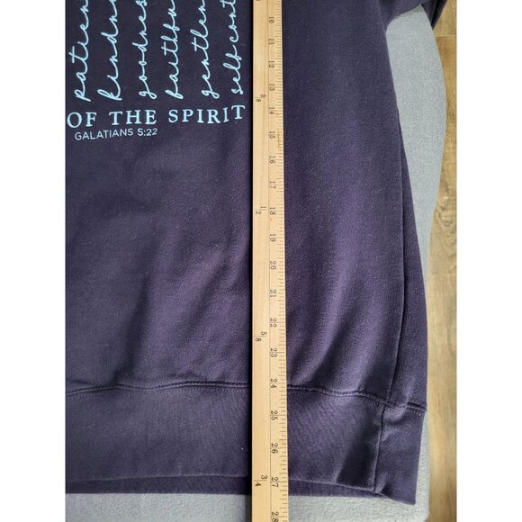 LOVE IN FAITH Women's XL Navy Sweatshirt Fruit of the Spirit Galations 5:22 - Picture 5 of 6